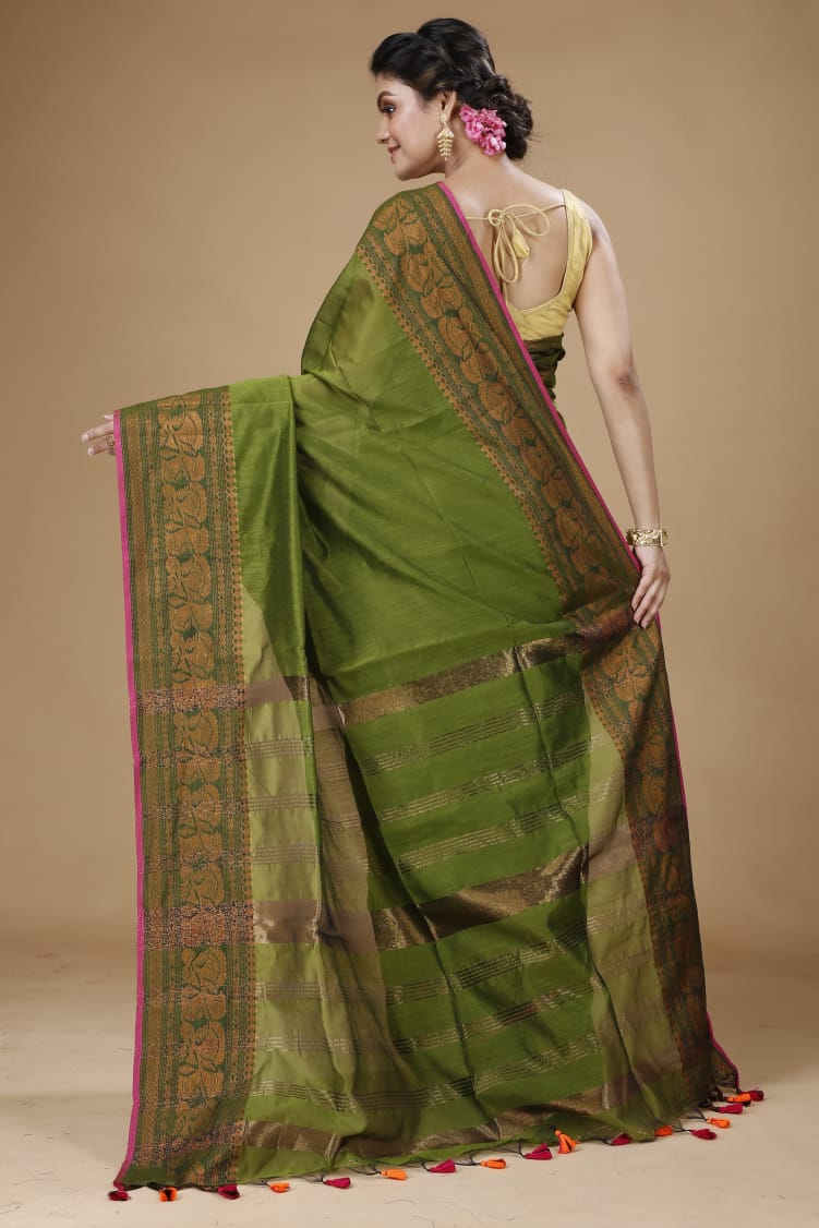 Handloom Pata Copper Zari Saree