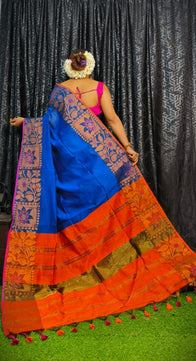 Handloom Copper Zari Meena Saree