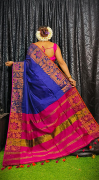 Handloom Copper Zari Meena Saree
