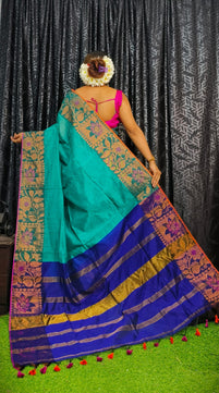 Handloom Copper Zari Meena Saree
