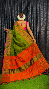 Handloom Copper Zari Meena Saree
