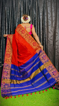 Handloom Copper Zari Meena Saree