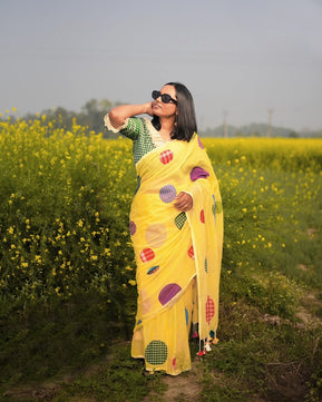 Exclusive Gamcha Ball Work Saree – New Trending Design
