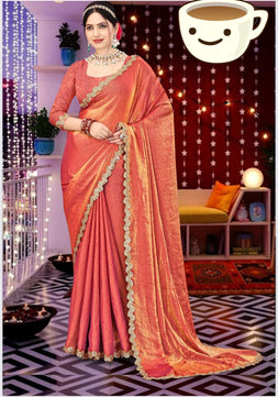 New Exclusive Tissue Saree with Soft Glossy Finish