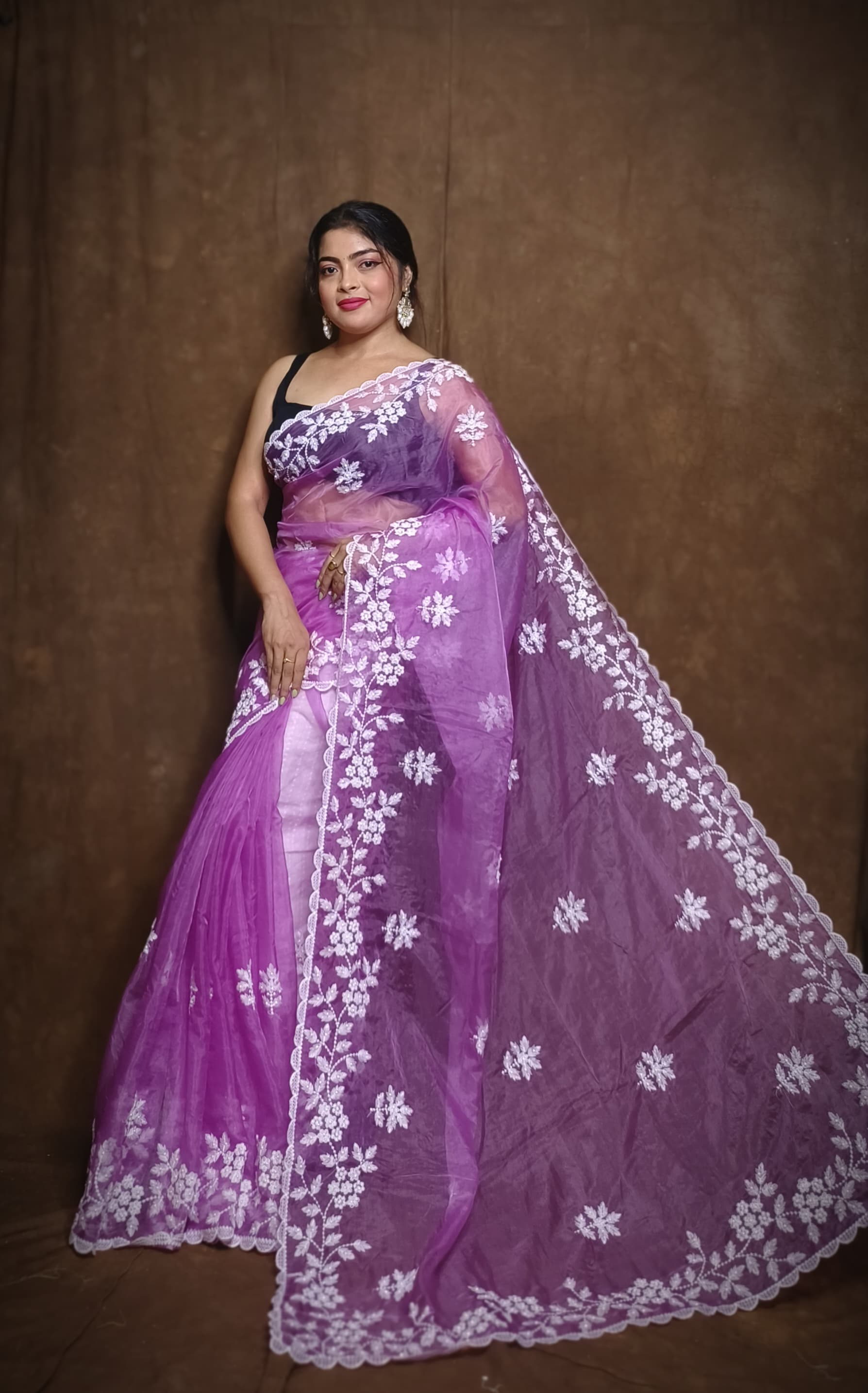 Premium Chiffon Saree with Hakoba Resham Blouse Piece