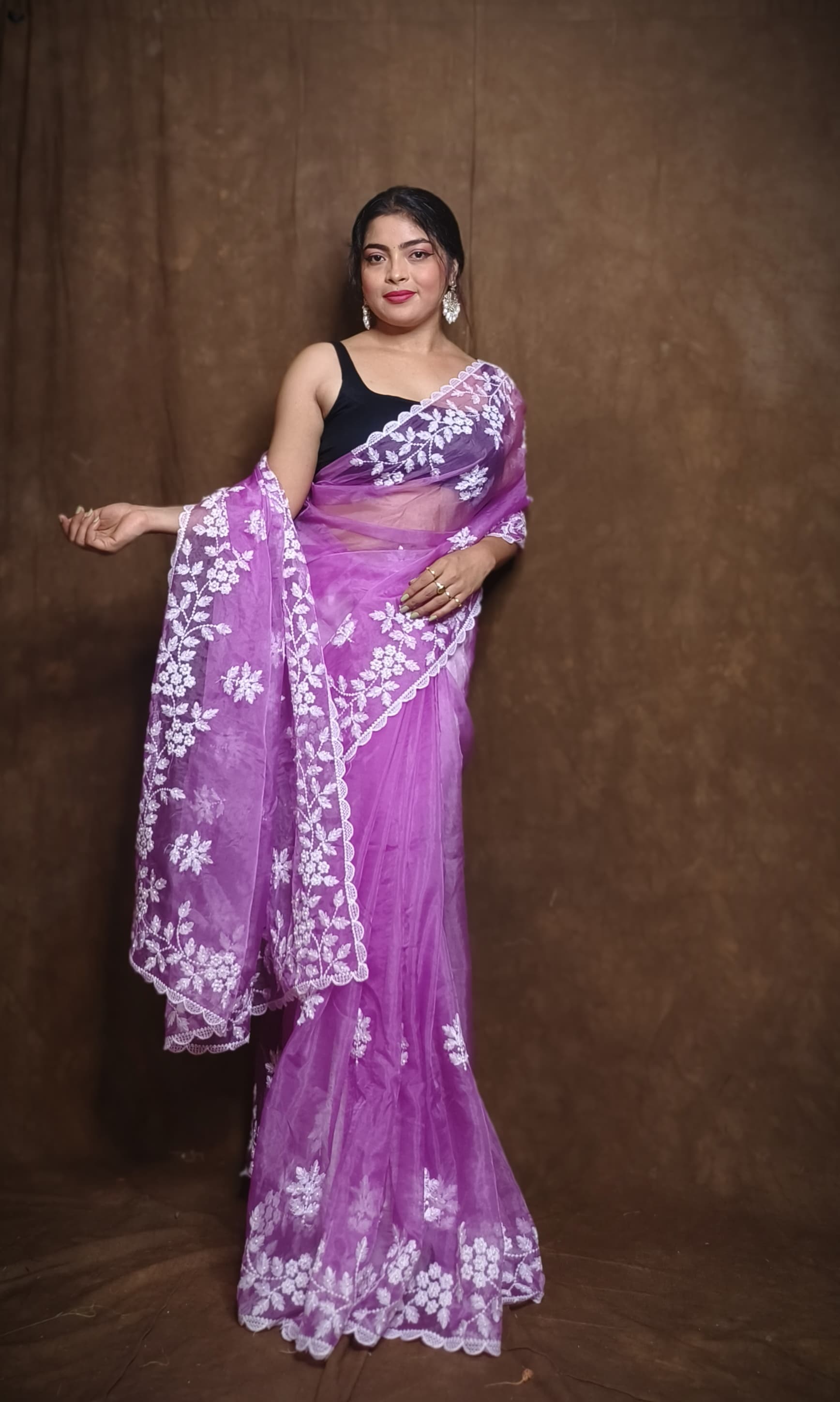 Premium Chiffon Saree with Hakoba Resham Blouse Piece