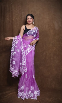 Premium Chiffon Saree with Hakoba Resham Blouse Piece