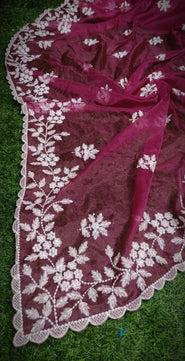 Premium Chiffon Saree with Hakoba Resham Blouse Piece