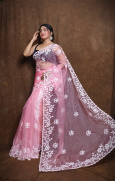 Premium Chiffon Saree with Hakoba Resham Blouse Piece