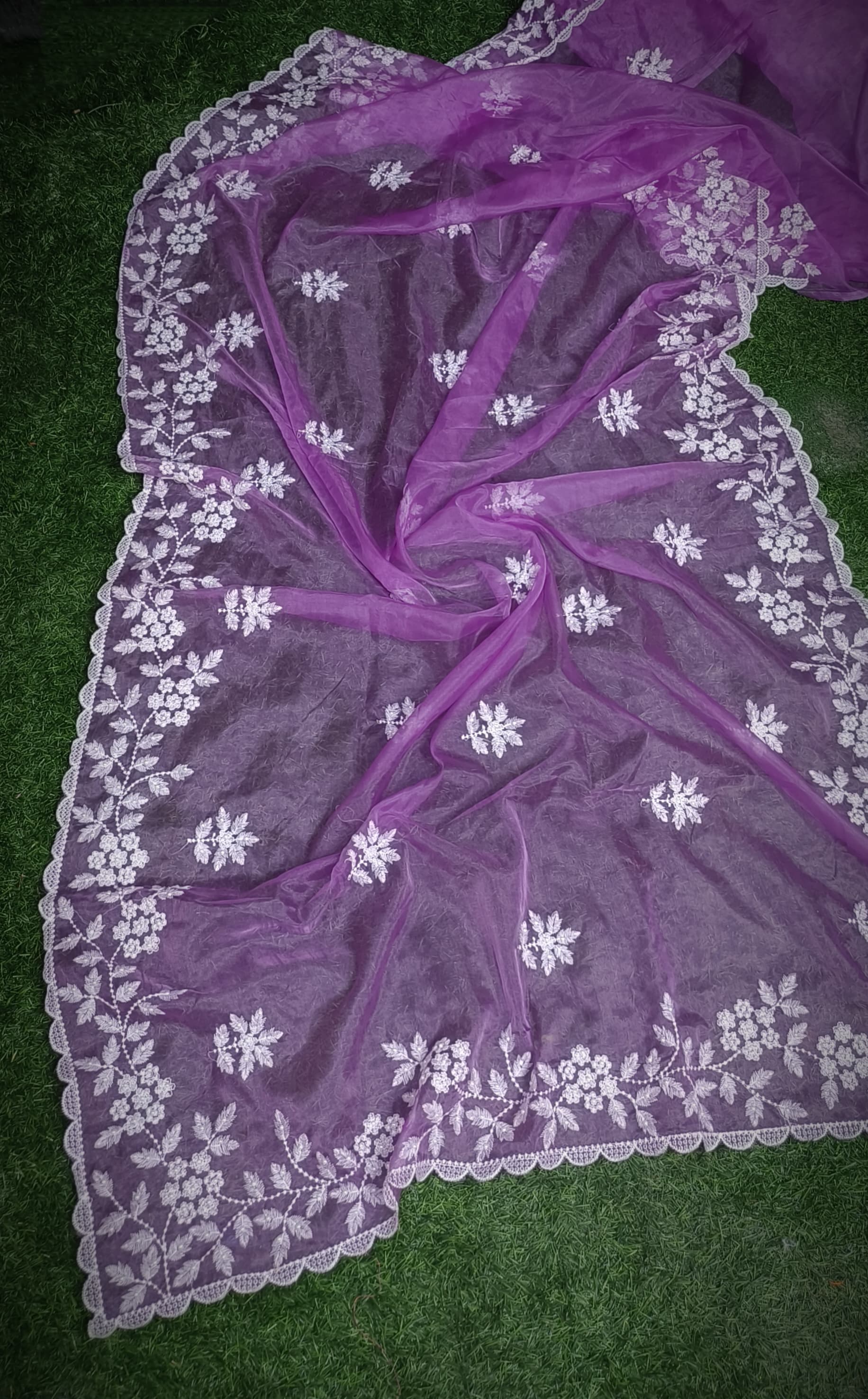 Premium Chiffon Saree with Hakoba Resham Blouse Piece