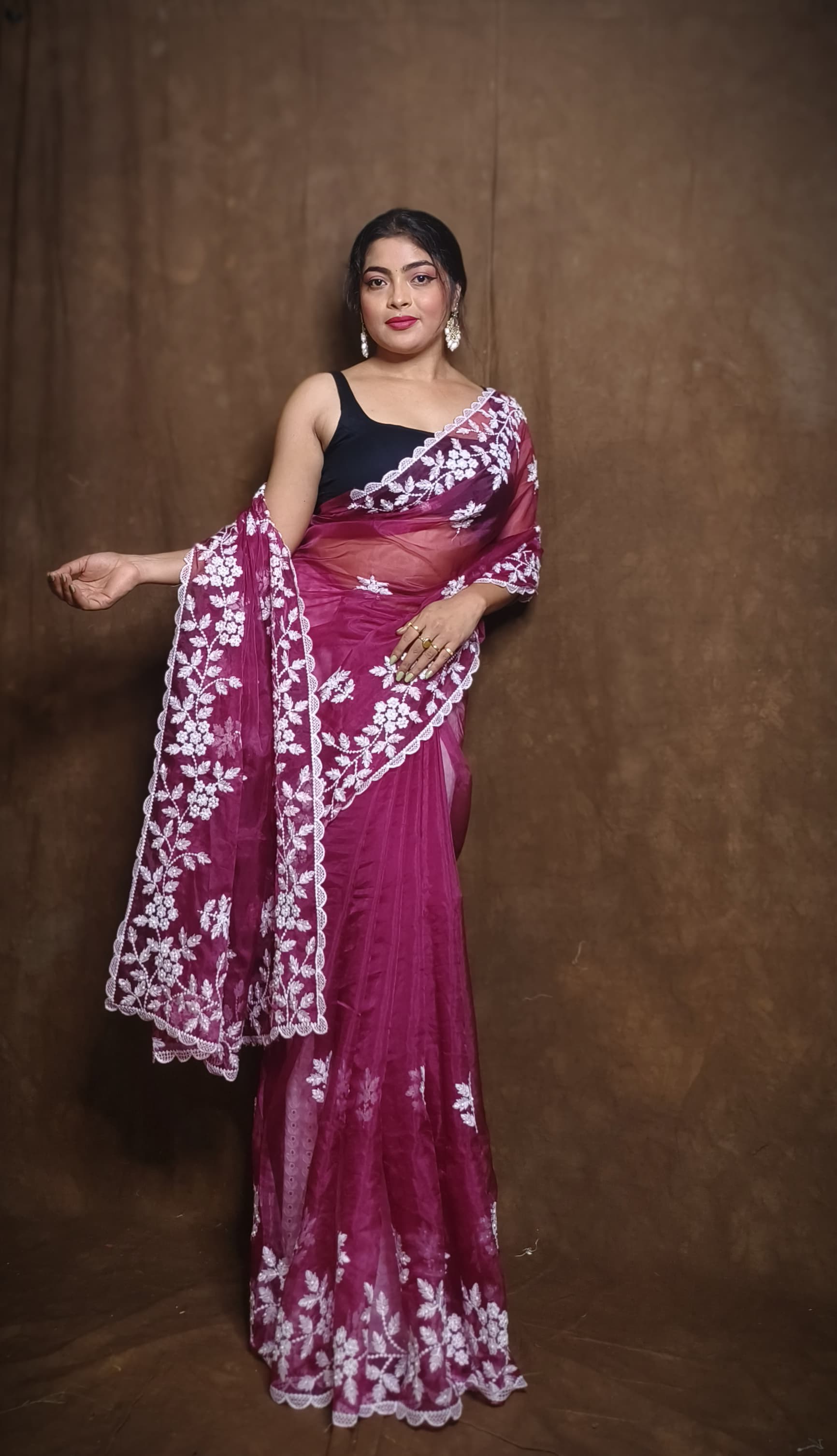 Premium Chiffon Saree with Hakoba Resham Blouse Piece