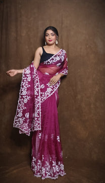 Premium Chiffon Saree with Hakoba Resham Blouse Piece
