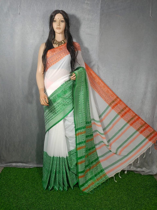 Independence Day Special-Handwoven Begumpuri Cotton Saree