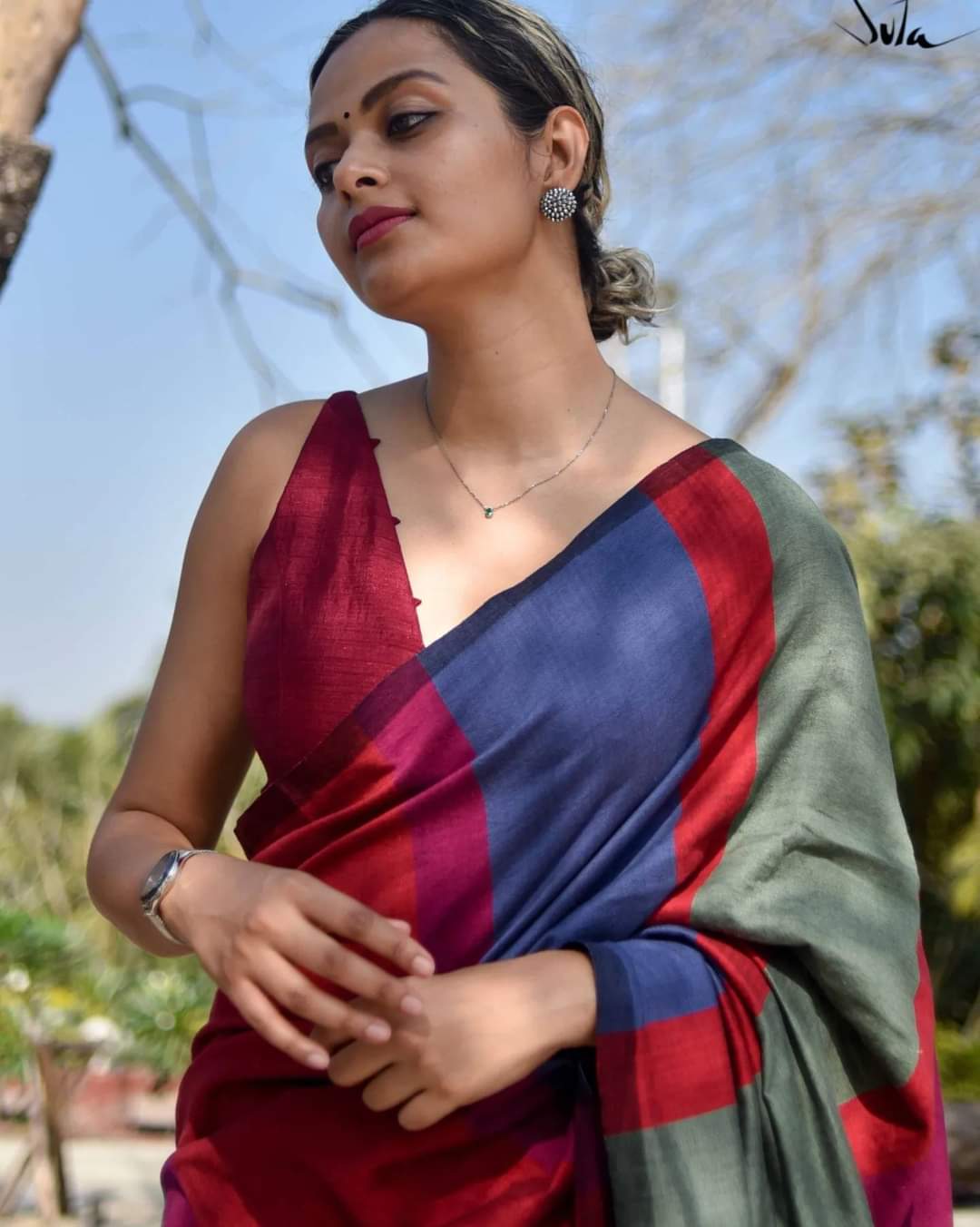 Elegant Sico Stripe Saree