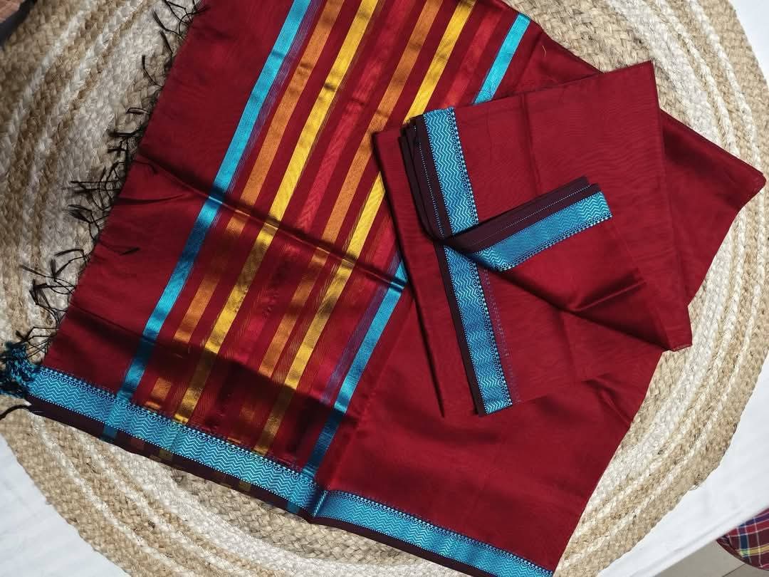 Maheshwari Design Cotton Silk Saree