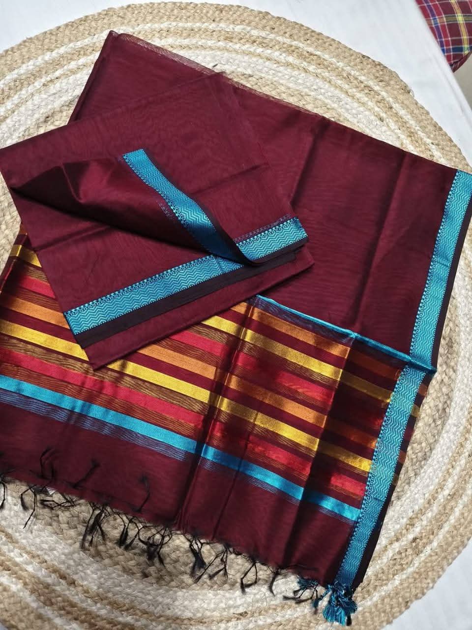 Maheshwari Design Cotton Silk Saree