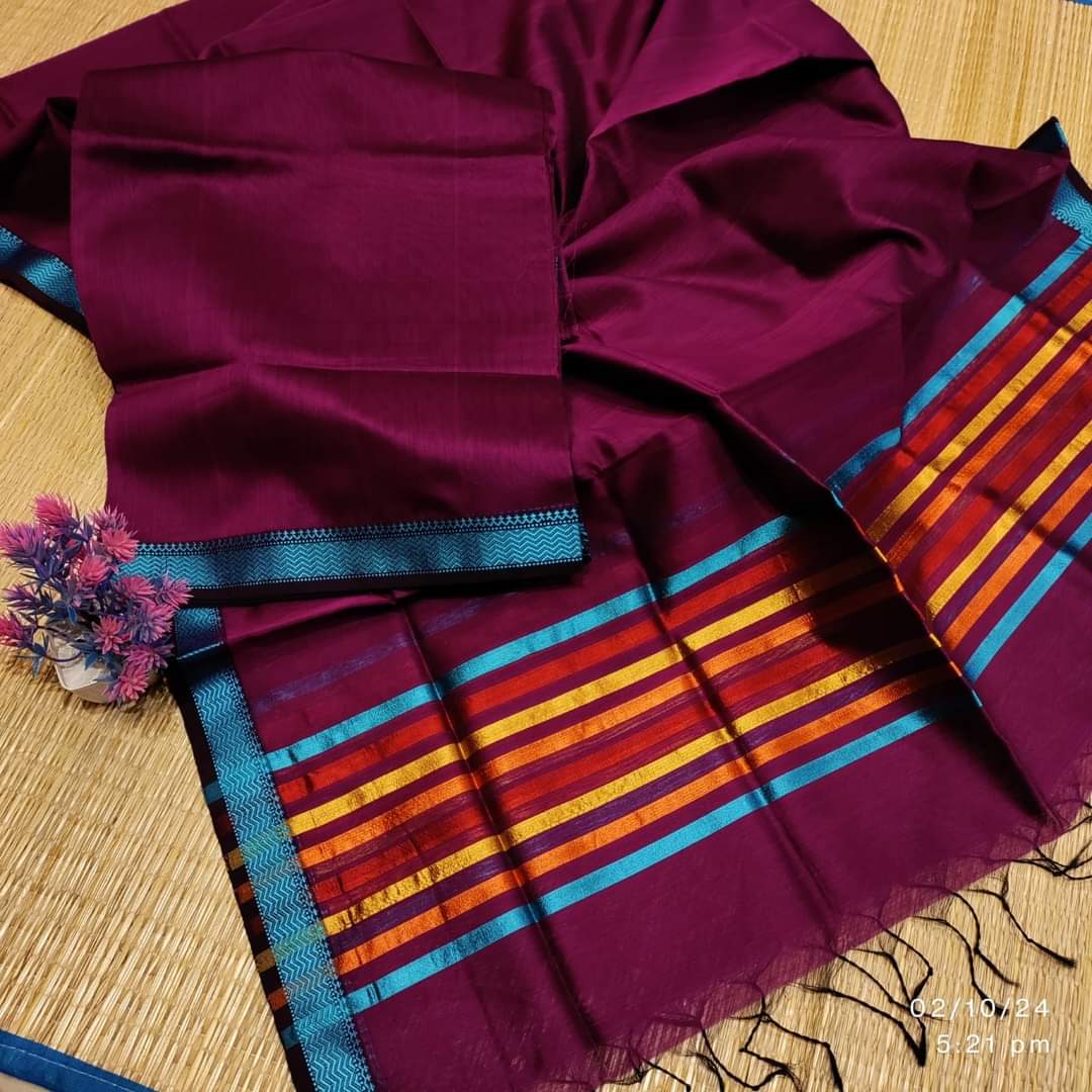 Maheshwari Design Cotton Silk Saree