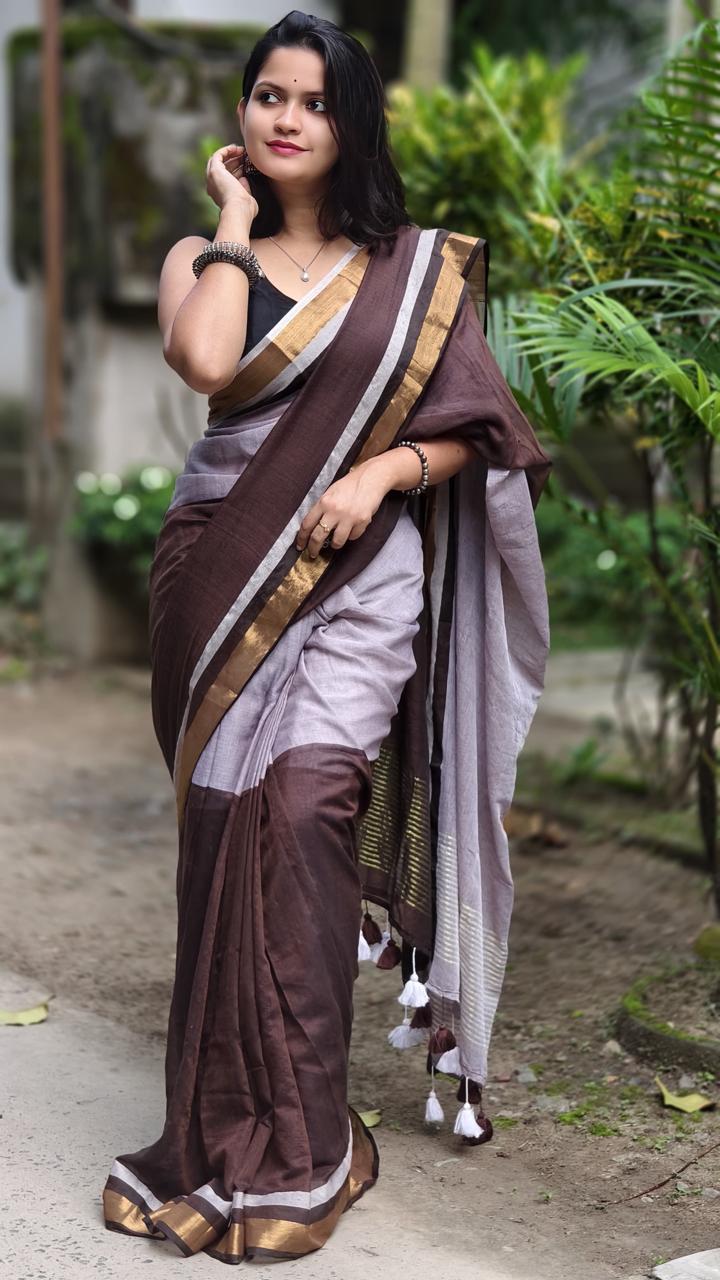 Mulmul Cotton Saree with Zari Border