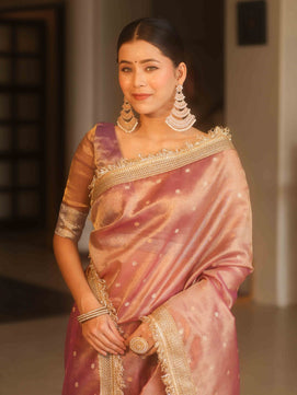 Tissue Silk Saree with Lace Work