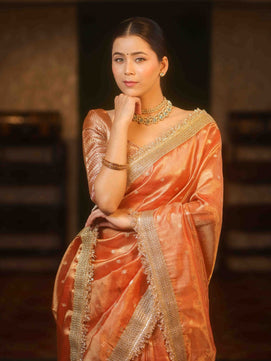 Tissue Silk Saree with Lace Work