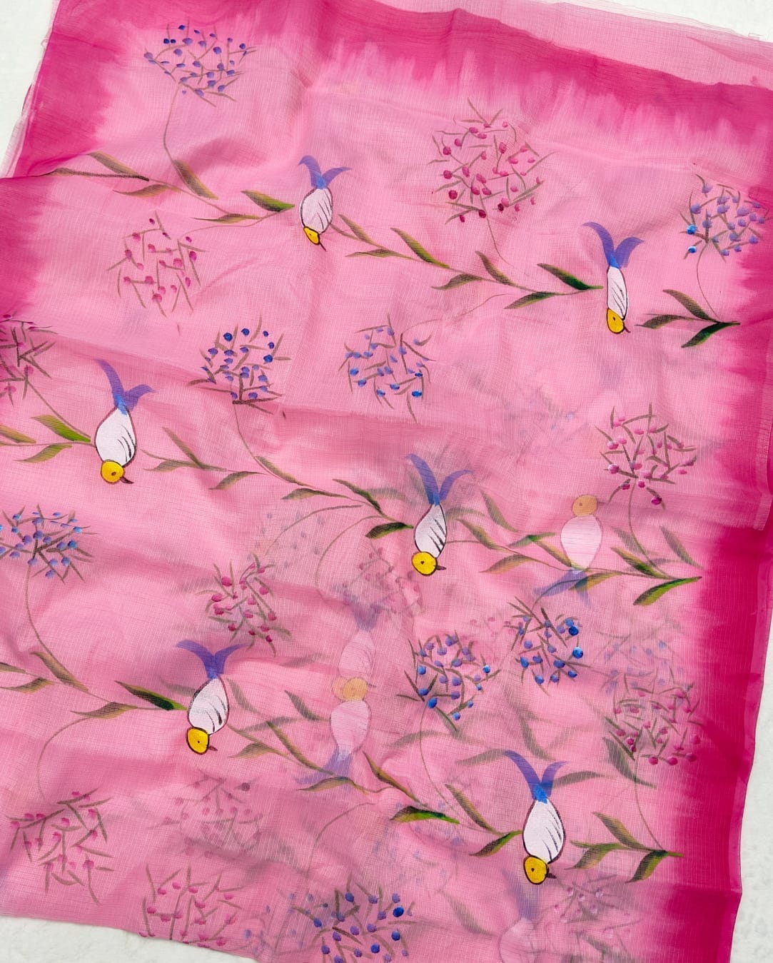 Kota Doria Soft Cotton Hand Painted Saree