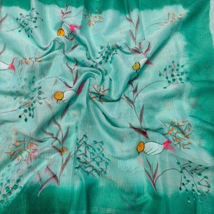 Kota Doria Soft Cotton Hand Painted Saree