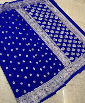 Banarasi Georgette Katan Handloom Silk Saree