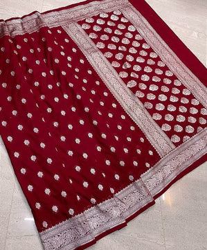 Banarasi Georgette Katan Handloom Silk Saree