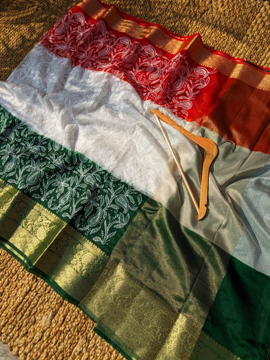 Kora Organza Saree with Chikankari Embroidery