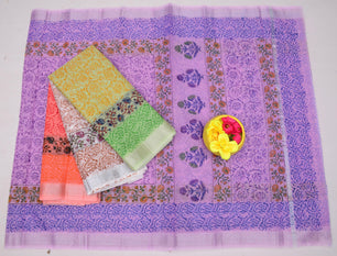Kota Doria Hand Block Print Saree