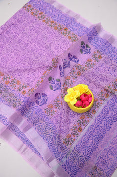 Kota Doria Hand Block Print Saree