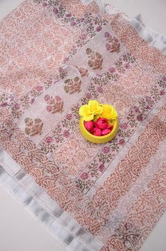 Kota Doria Hand Block Print Saree
