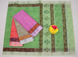 Kota Doria Hand Block Print Saree
