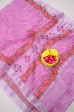 Kota Doria Hand Block Print Saree