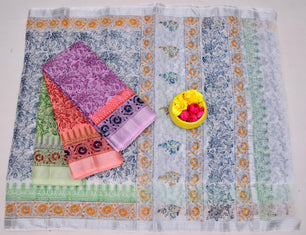 Kota Doria Hand Block Print Saree