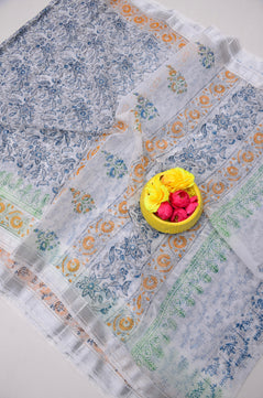 Kota Doria Hand Block Print Saree