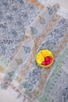 Kota Doria Hand Block Print Saree