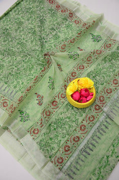 Kota Doria Hand Block Print Saree