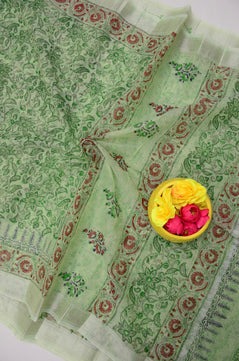 Kota Doria Hand Block Print Saree