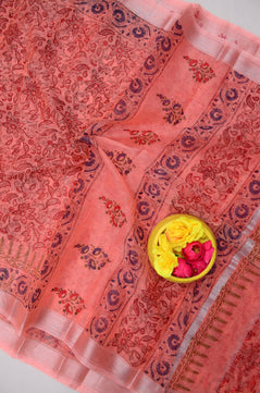 Kota Doria Hand Block Print Saree