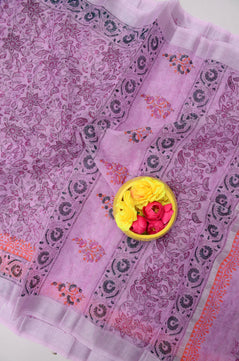 Kota Doria Hand Block Print Saree