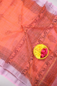Kota Doria Hand Block Print Saree
