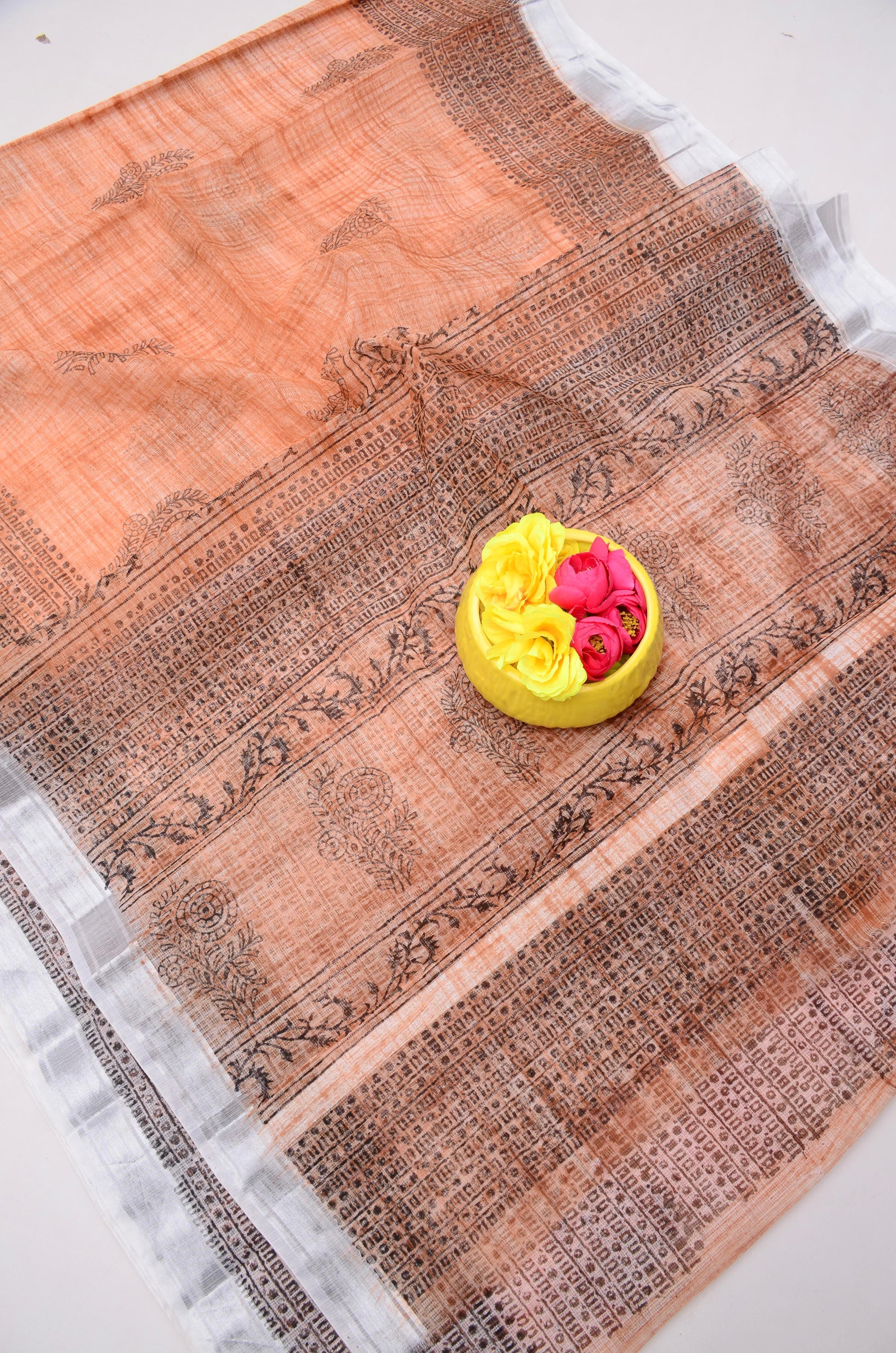 Kota Doria Hand Block Print Saree