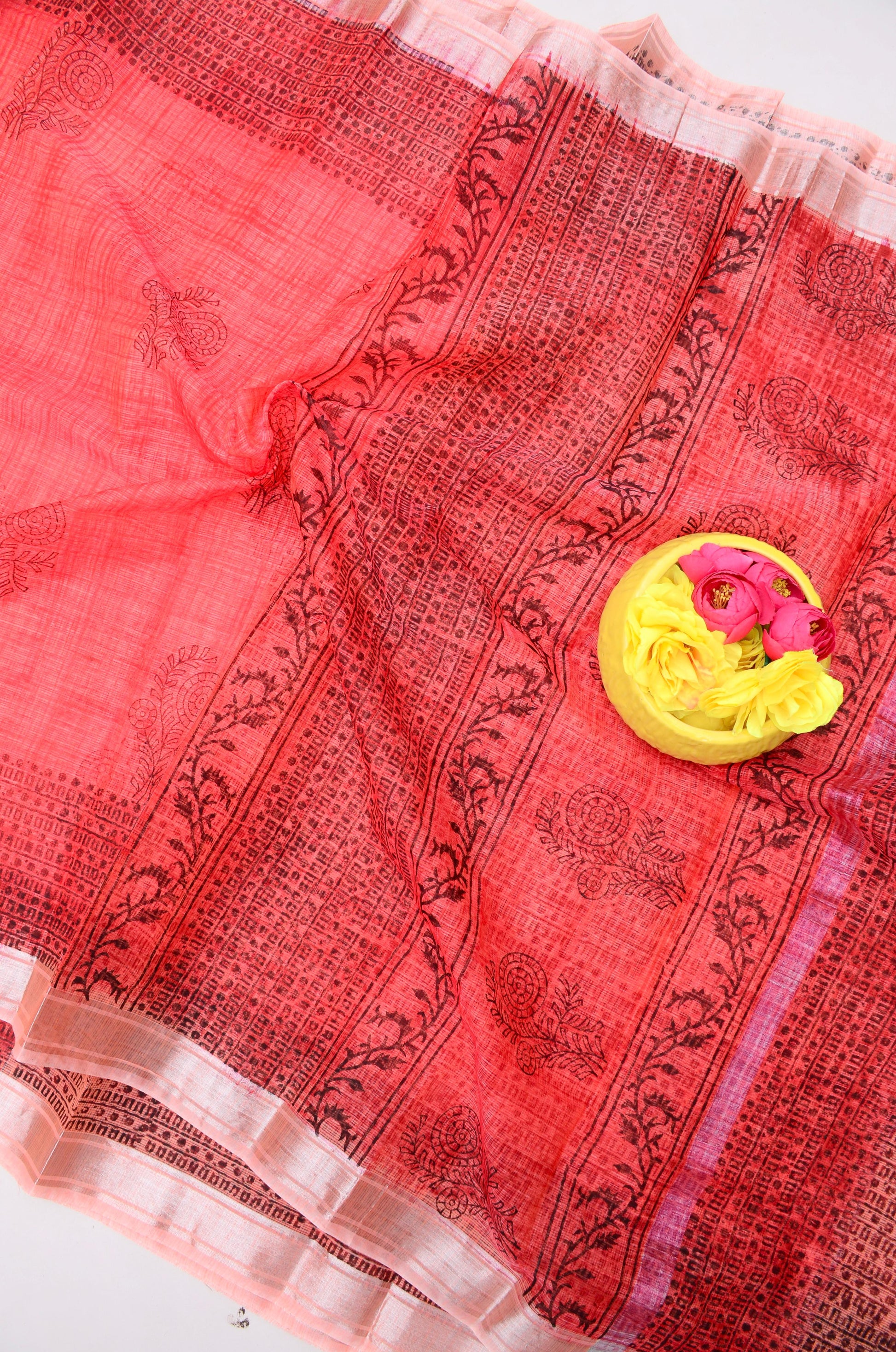 Kota Doria Hand Block Print Saree