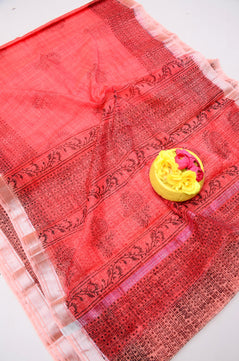 Kota Doria Hand Block Print Saree