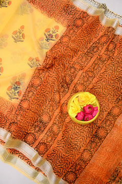 Kota Doria Hand Block Print Saree