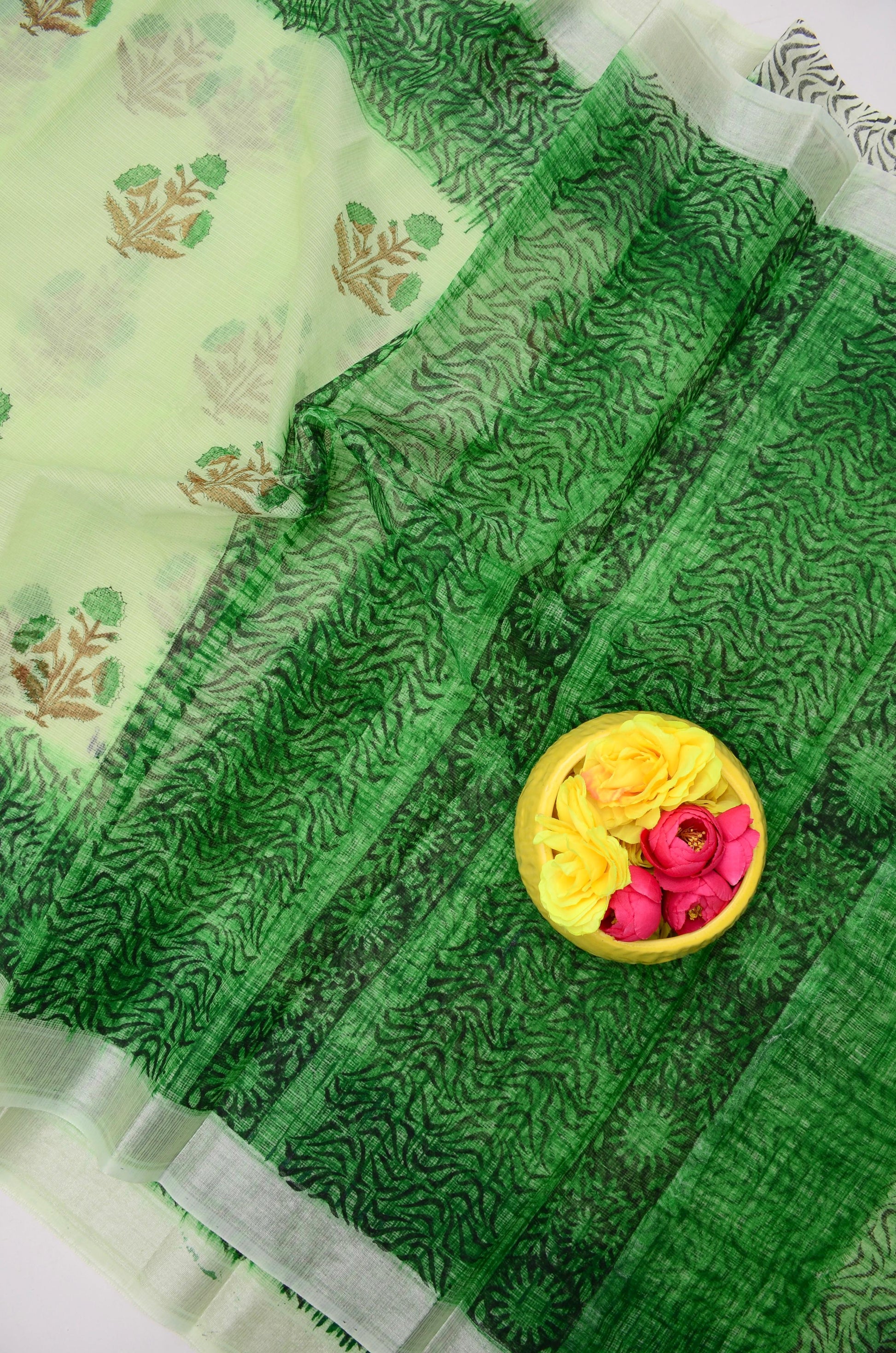 Kota Doria Hand Block Print Saree