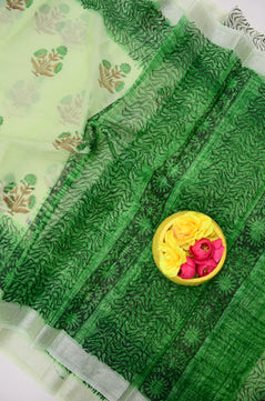 Kota Doria Hand Block Print Saree