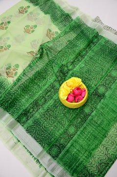 Kota Doria Hand Block Print Saree