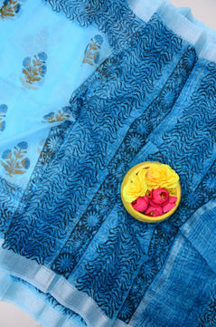 Kota Doria Hand Block Print Saree